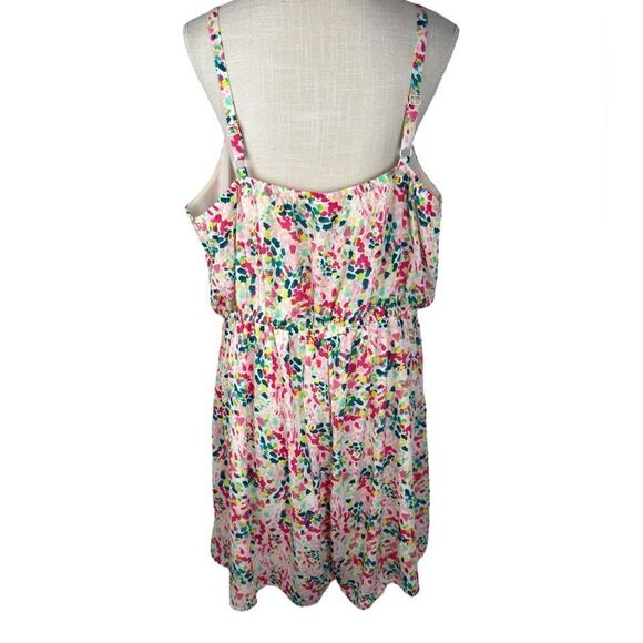 Torrid Pink & Teal Multi Color Georgette Surplice Wrap Cami Romper - Picture 7 of 14